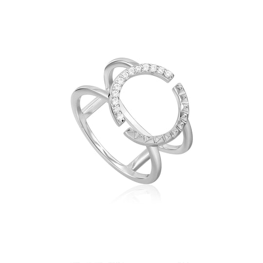 Silver Spike Adjustable Double Ring