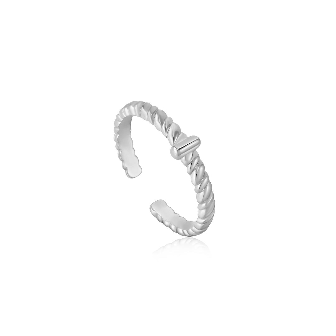 Silver Rope Twist Adjustable Ring - Ania Haie