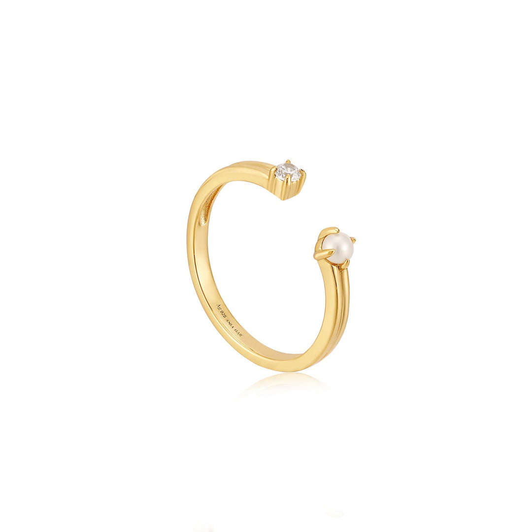 Gold Pearl Sparkle Adjustable Ring - Ania Haie