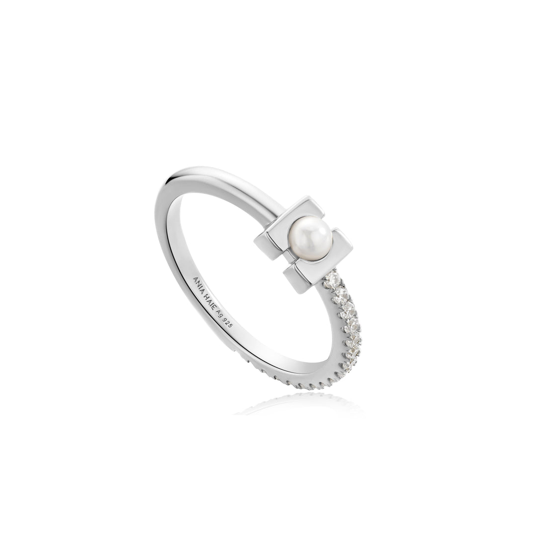 Silver Pearl Modernist Band Ring - Ania Haie
