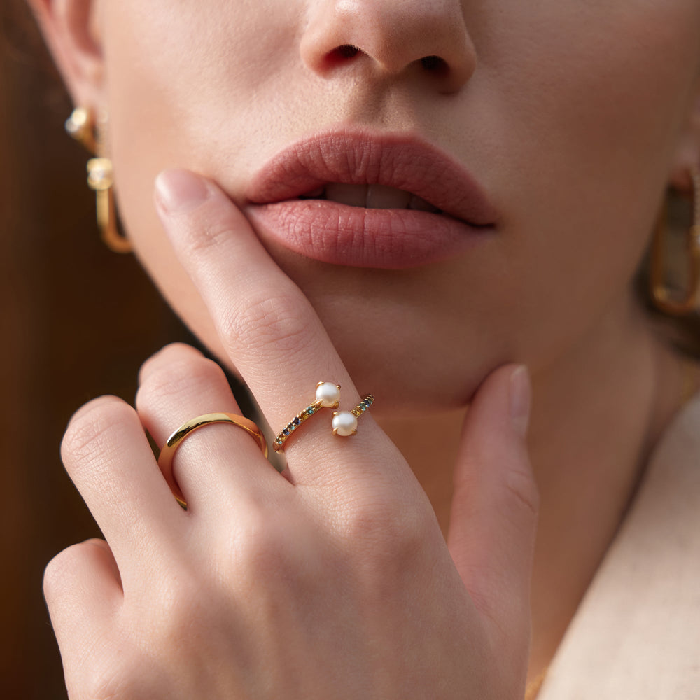 Gold Gem Pearl Wrap Ring - Ania Haie