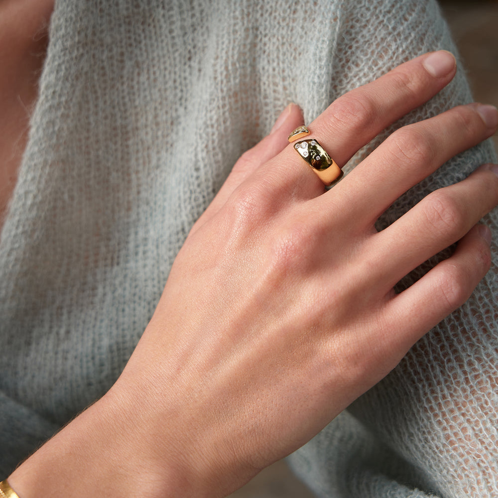 Gold Sparkle Wide Adjustable Ring - Ania Haie