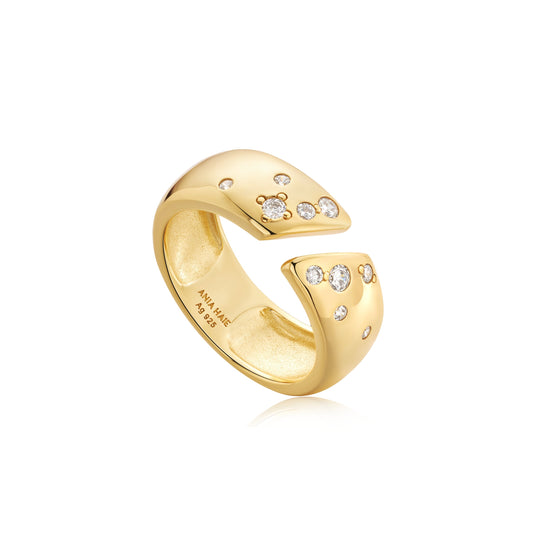 Gold Sparkle Wide Adjustable Ring - Ania Haie