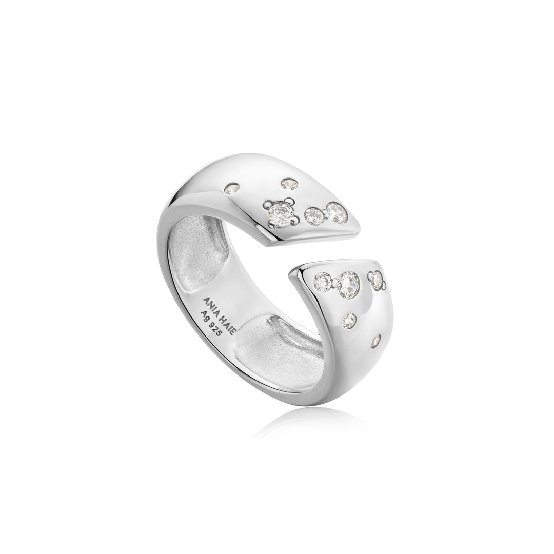 Silver Sparkle Wide Adjustable Ring - Ania Haie