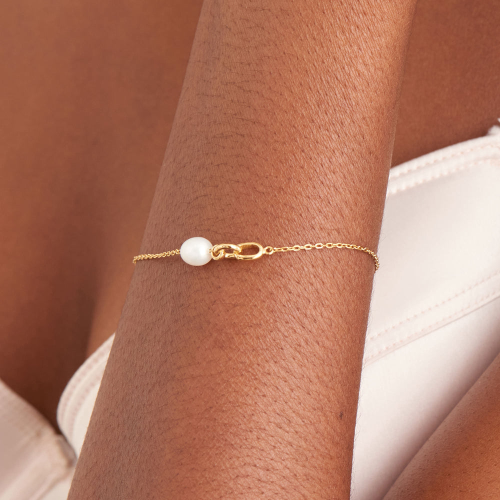 Gold Pearl Link Chain Bracelet - Ania Haie