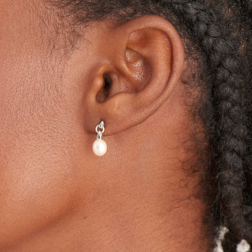Silver Pearl Drop Stud Earrings - Ania Haie