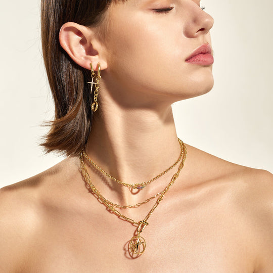 Gold Stud Link Charm Necklace - Ania Haie
