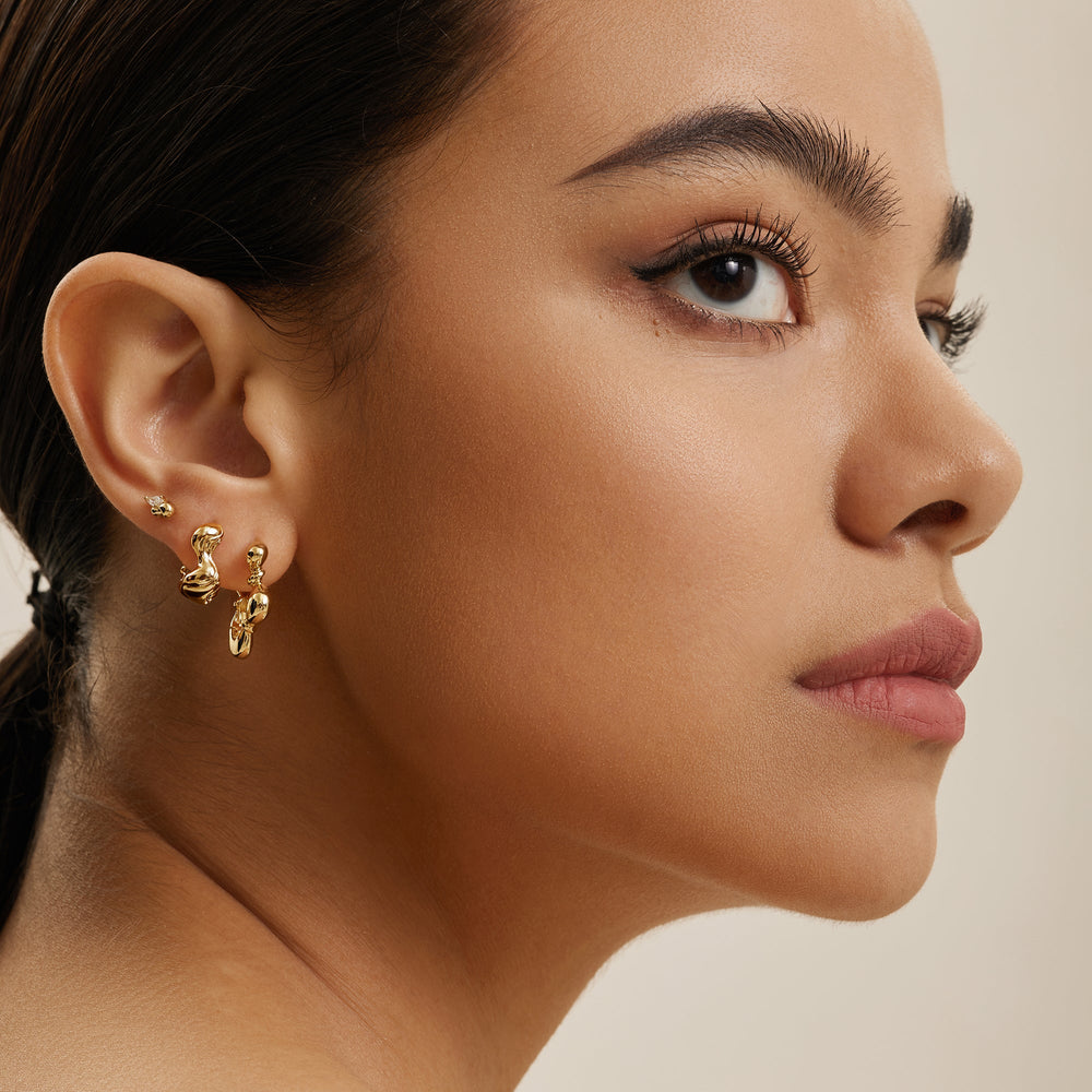 Gold Twisted Wave Stud Earrings - Ania Haie